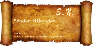 Sándor Nikander névjegykártya